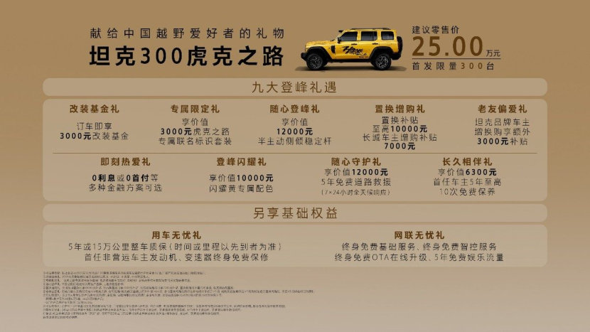 25万元！坦克300虎克之路上市