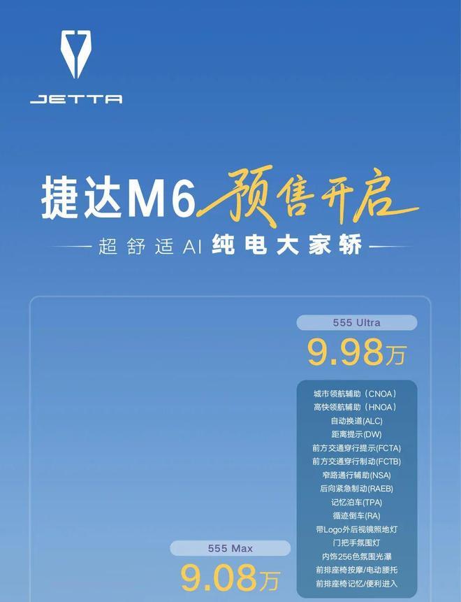 8.08万元起!捷达M6开启预售