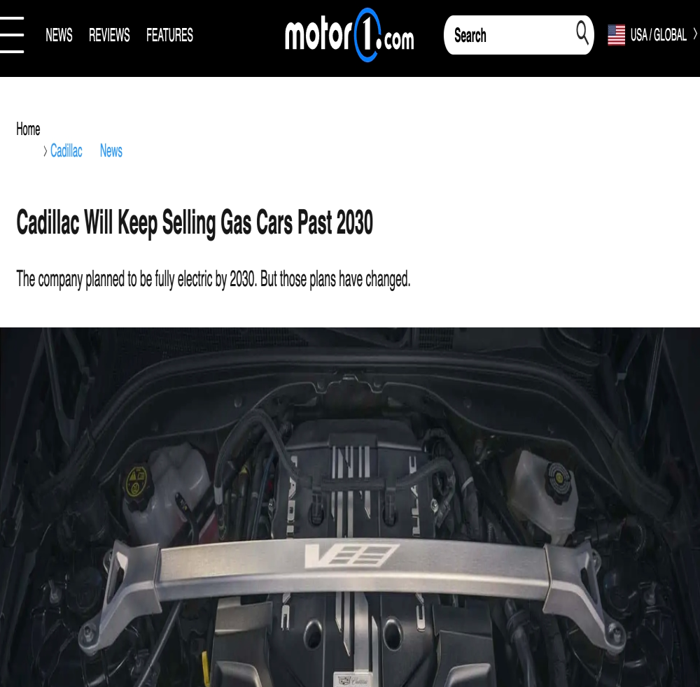 凯迪拉克确认，2030年后继续销售燃油车