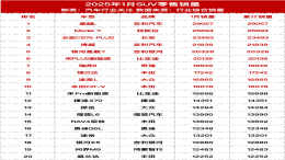 2025年1月SUV零售销量榜
