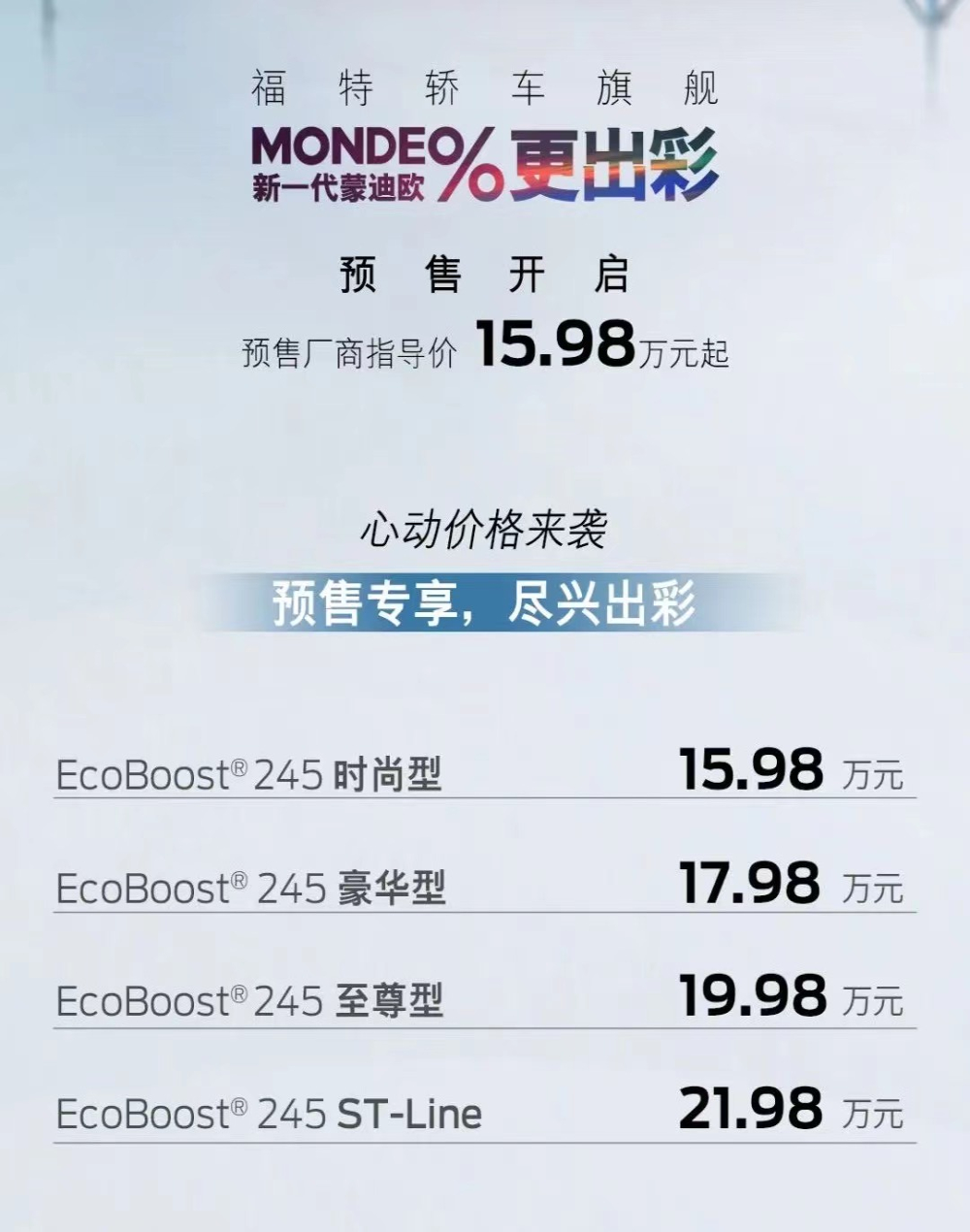 福特疯了？全新蒙迪欧预售15.98万元