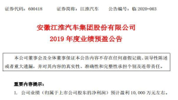 实属难得！江淮汽车2019年预计报告将实现扭亏为盈