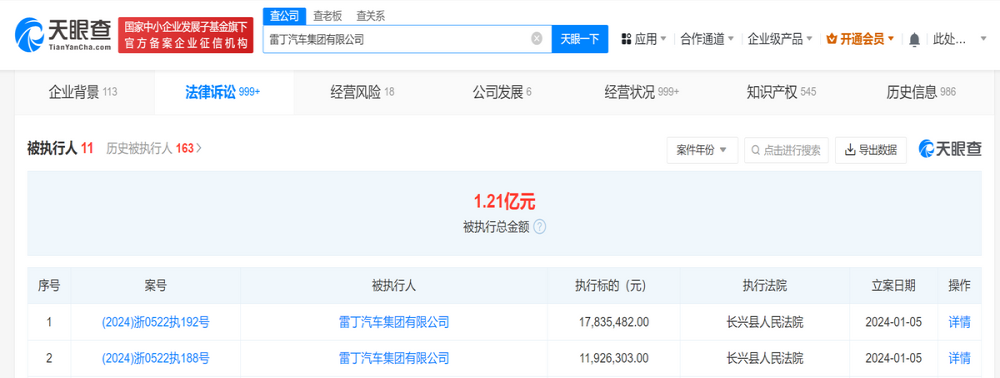雪上加霜！雷丁汽车连续被执行