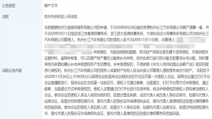 员工欠薪工厂停产，这家自主车企被裁定进入破产清算