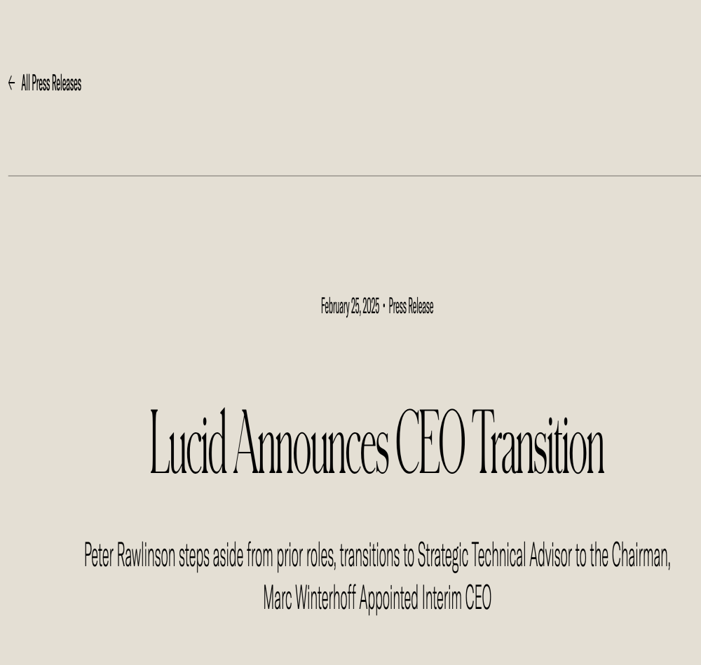 官宣！Lucid更换CEO