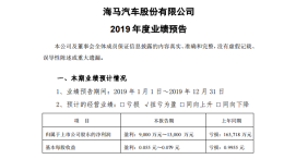 卖房保壳成功，海马汽车披露2019年业绩或扭亏为盈