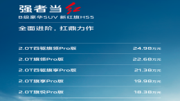 新款红旗HS5上市，售18.38-24.98万元