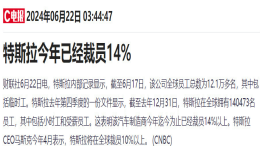 特斯拉被曝今年已裁员14%