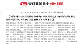 蔚来子品牌阿尔卑斯被曝已开始裁员