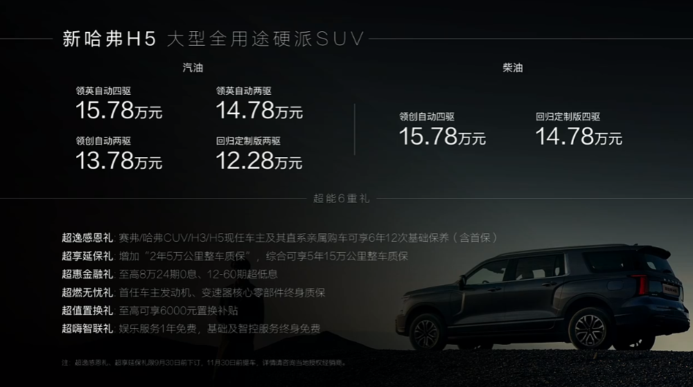 长城汽车最大SUV！全新哈弗H5售12.28万元起