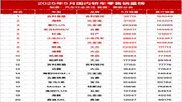 2025年5月轿车零售销量榜