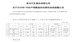 海马汽车今年1月产量为零，新能源基本“凉凉”