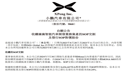 小鹏汽车完成收购滴滴智能汽车业务SOP交割