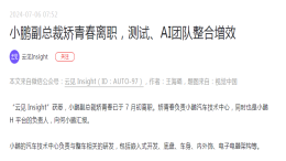 人事变动！小鹏副总裁离职