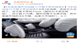 近11万辆！丰田热门车型大规模召回