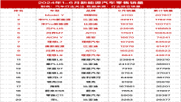 2024年1-6月新能源车零售销量榜