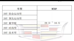 凯迪拉克CT5预售价格及配置参数公布 价格28-34万元起步