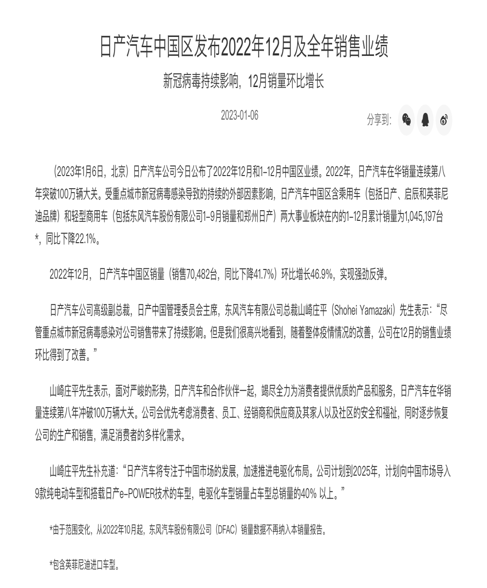 7年来首次！东风日产年销跌破百万辆