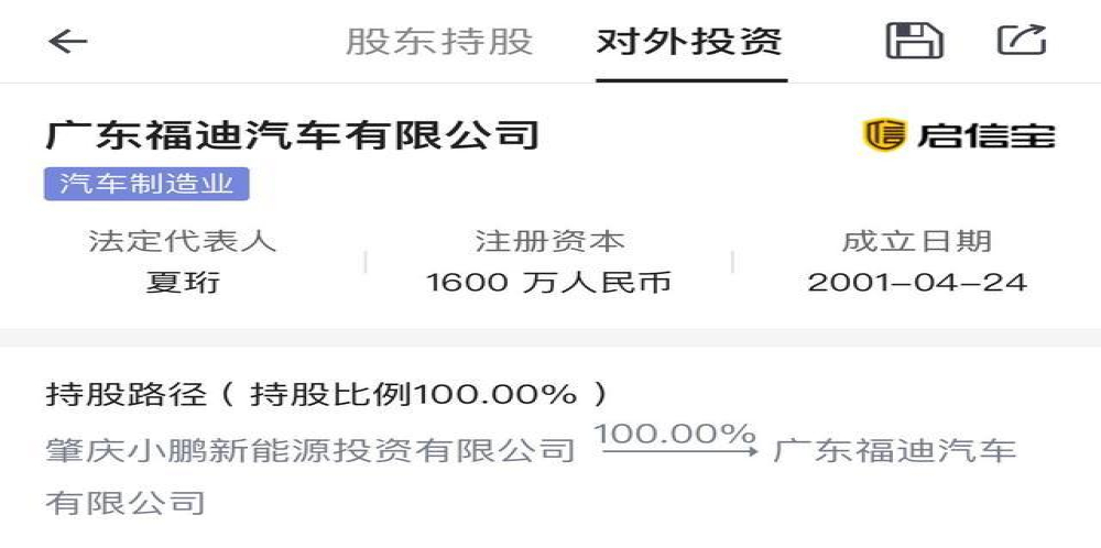 小鹏汽车100%收购广东福迪汽车